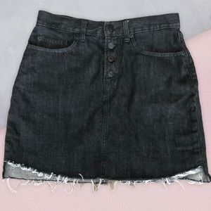 GAP Black Denim Button Fly Miniskirt Size 28